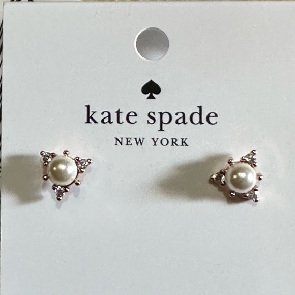 kate spade Jewelry - Kate Spade Pearl and Rose Gold Earrings